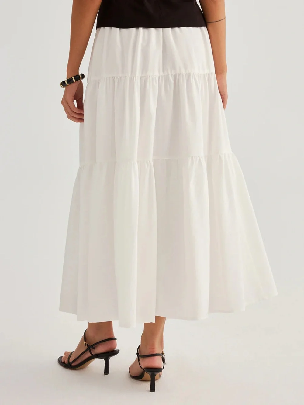Commense Tencel Blend Tiered Maxi Skirt